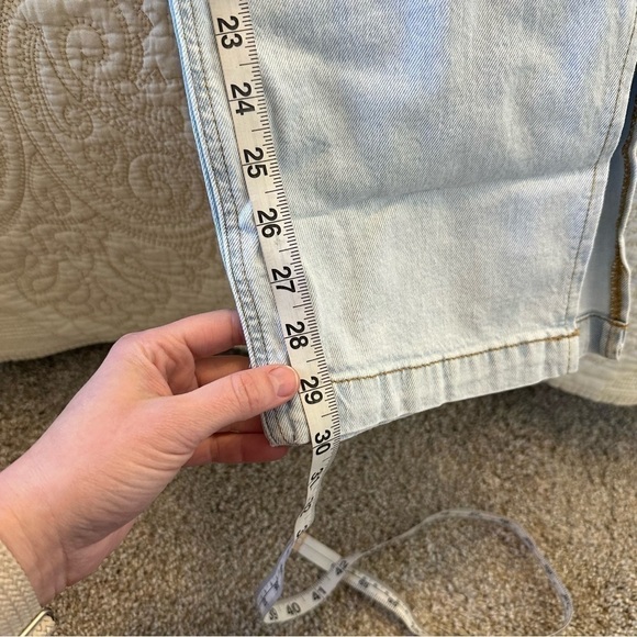 NWT WeWoreWhat slouchy slit overalls light wash high rise straight leg split hem - Picture 12 of 15